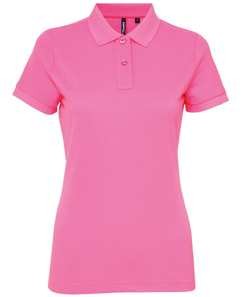 Women's Polycotton Blend Polo in Neon Pink by Asquith & Fox — Custom branded clothing by Print Press, featuring premium embroidery produced in our specialist print lab in the UK.