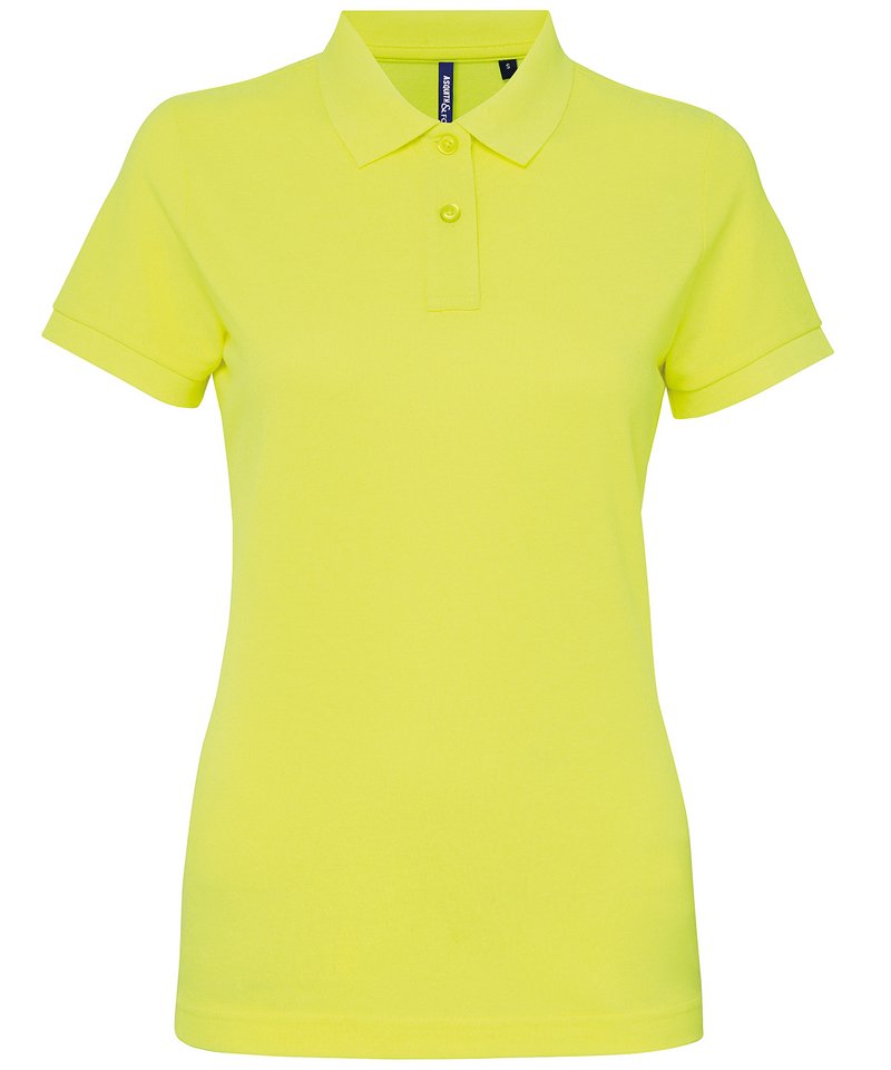 Women's Polycotton Blend Polo in Neon Yellow by Asquith & Fox — Custom branded clothing by Print Press, featuring premium embroidery produced in our specialist print lab in the UK.