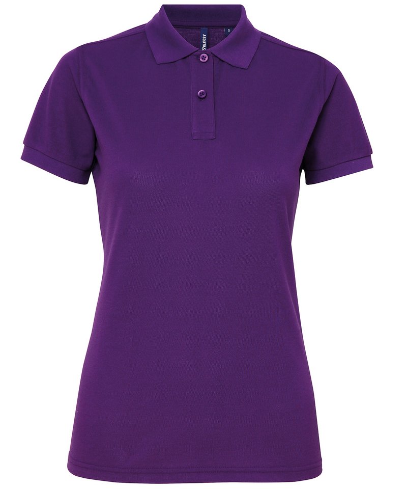 Women's Polycotton Blend Polo in Purple by Asquith & Fox — Custom branded clothing by Print Press, featuring premium embroidery produced in our specialist print lab in the UK.