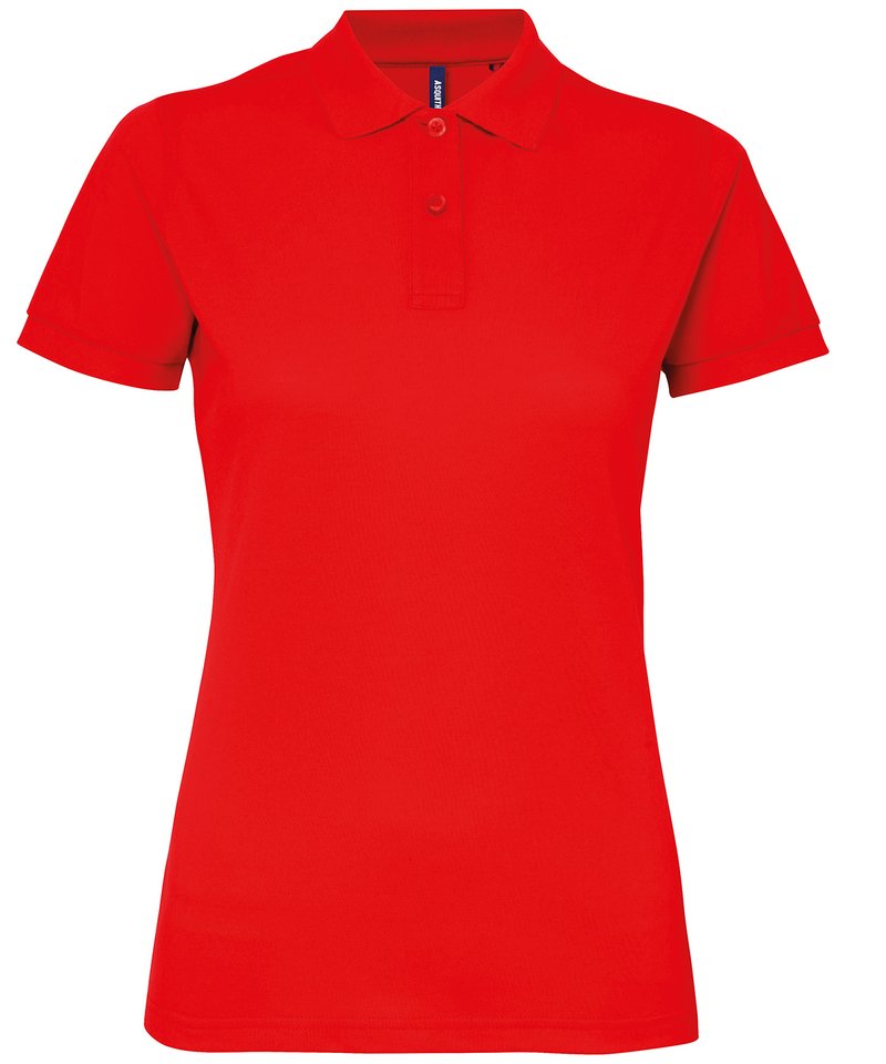 Women's Polycotton Blend Polo in Red by Asquith & Fox — Custom branded clothing by Print Press, featuring premium embroidery produced in our specialist print lab in the UK.