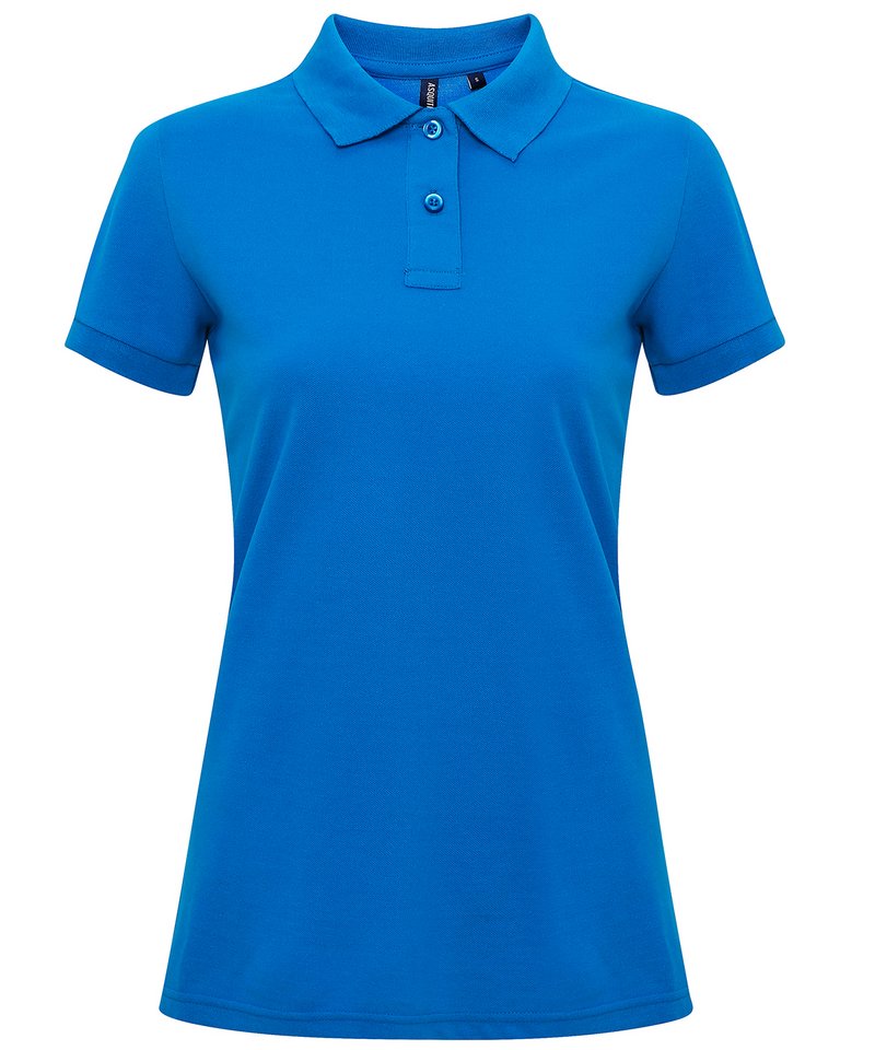 Women's Polycotton Blend Polo in Sapphire by Asquith & Fox — Custom branded clothing by Print Press, featuring premium embroidery produced in our specialist print lab in the UK.