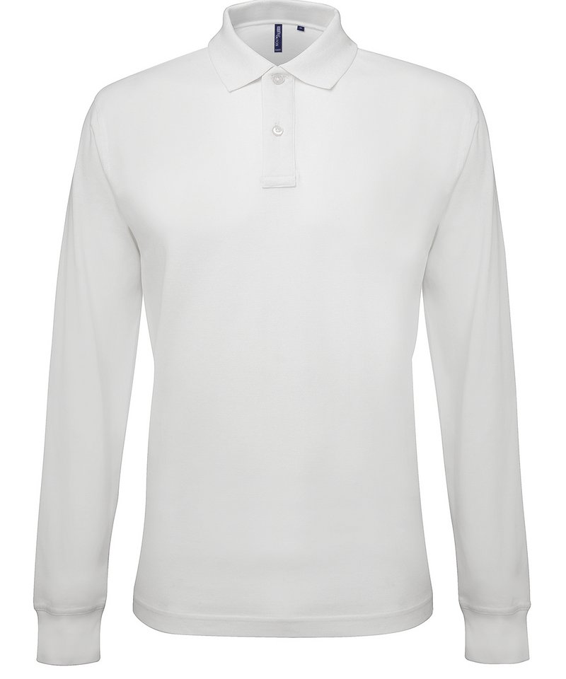 Men's Classic Fit Long Sleeved Polo in White by Asquith & Fox — Custom branded clothing by Print Press, featuring premium embroidery produced in our specialist print lab in the UK.