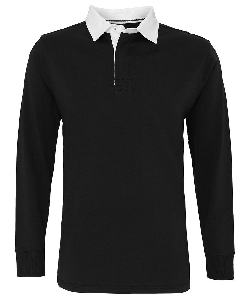 Men's Classic Fit Long Sleeved Vintage Rugby Shirt in Black White by Asquith & Fox — Custom branded clothing by Print Press, featuring premium embroidery produced in our specialist print lab in the UK.