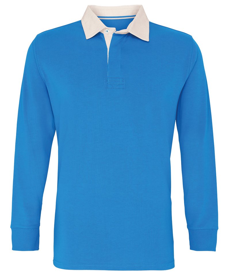 Men's Classic Fit Long Sleeved Vintage Rugby Shirt in Sapphire Natural by Asquith & Fox — Custom branded clothing by Print Press, featuring premium embroidery produced in our specialist print lab in the UK.
