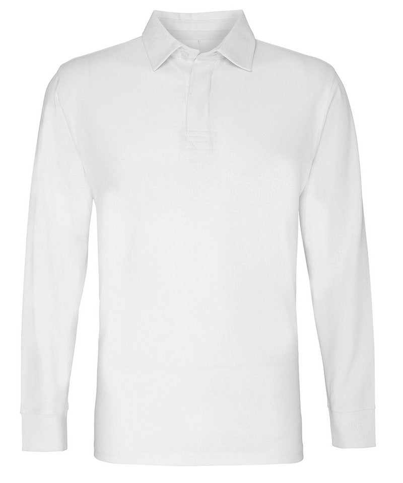 Men's Classic Fit Long Sleeved Vintage Rugby Shirt in S White White by Asquith & Fox — Custom branded clothing by Print Press, featuring premium embroidery produced in our specialist print lab in the UK.