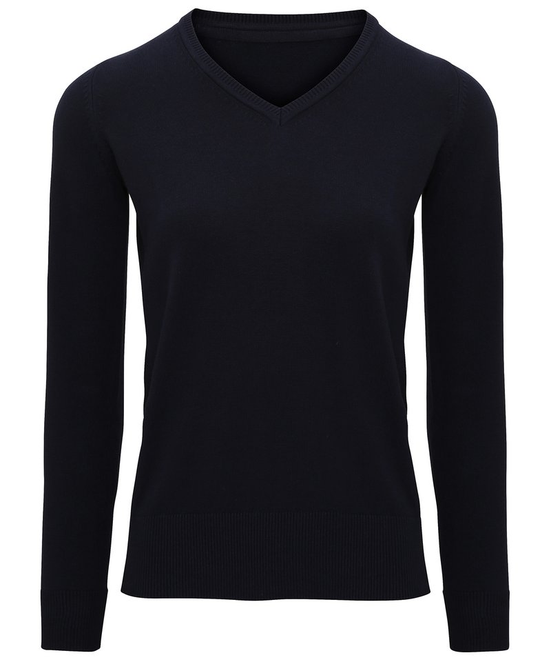 Women's Cotton Blend V-Neck Sweater in XS French Navy by Asquith & Fox — Custom branded clothing by Print Press, featuring premium embroidery produced in our specialist print lab in the UK.