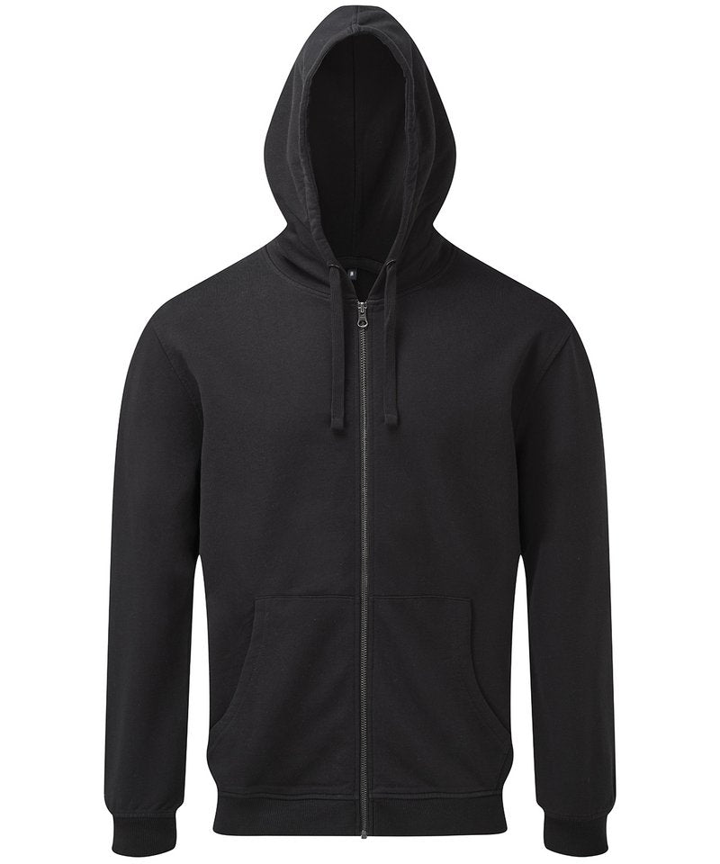 Men's Coastal Vintage Wash Loop Back Zip Through Hoodie in Black by Asquith & Fox — Custom branded clothing by Print Press, featuring premium embroidery produced in our specialist print lab in the UK.