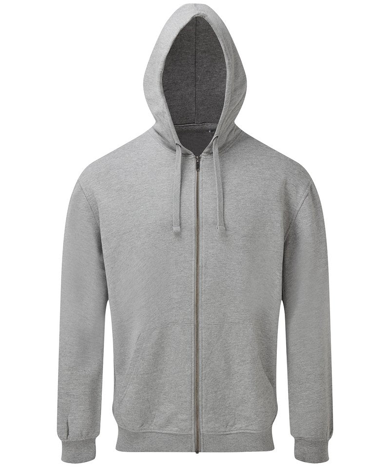 Men's Coastal Vintage Wash Loop Back Zip Through Hoodie in Heather Grey by Asquith & Fox — Custom branded clothing by Print Press, featuring premium embroidery produced in our specialist print lab in the UK.