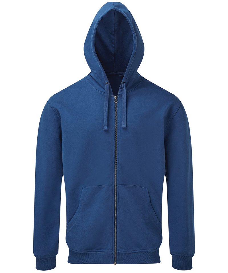 Men's Coastal Vintage Wash Loop Back Zip Through Hoodie in Indigo by Asquith & Fox — Custom branded clothing by Print Press, featuring premium embroidery produced in our specialist print lab in the UK.