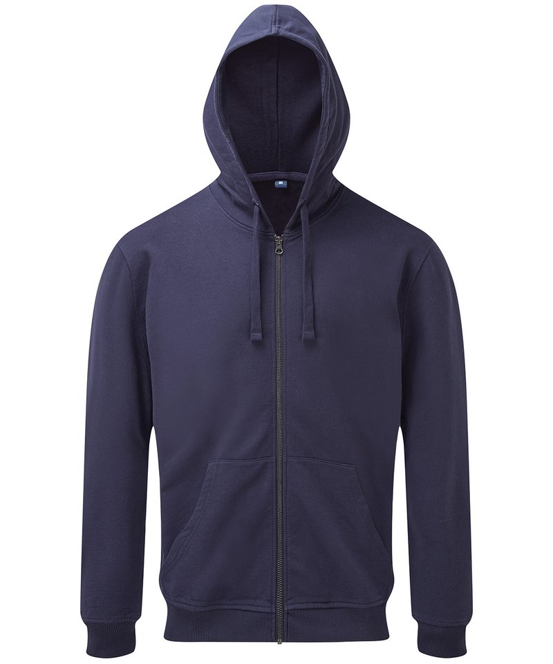 Men's Coastal Vintage Wash Loop Back Zip Through Hoodie in Navy by Asquith & Fox — Custom branded clothing by Print Press, featuring premium embroidery produced in our specialist print lab in the UK.