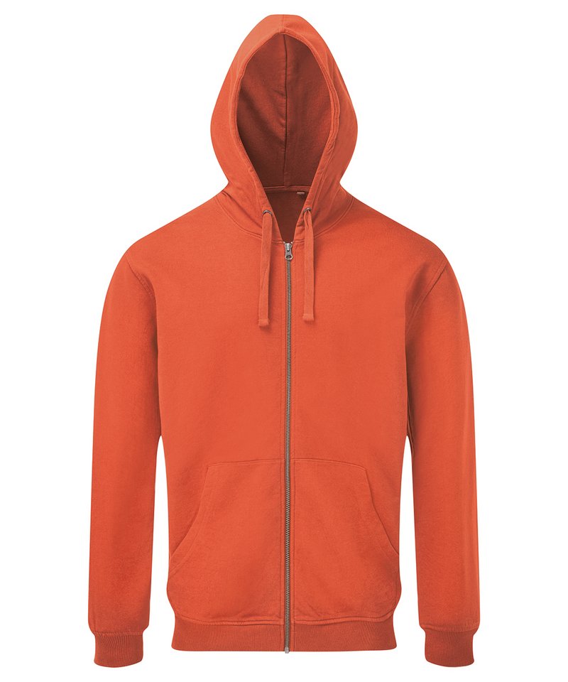 Men's Coastal Vintage Wash Loop Back Zip Through Hoodie in Paprika by Asquith & Fox — Custom branded clothing by Print Press, featuring premium embroidery produced in our specialist print lab in the UK.