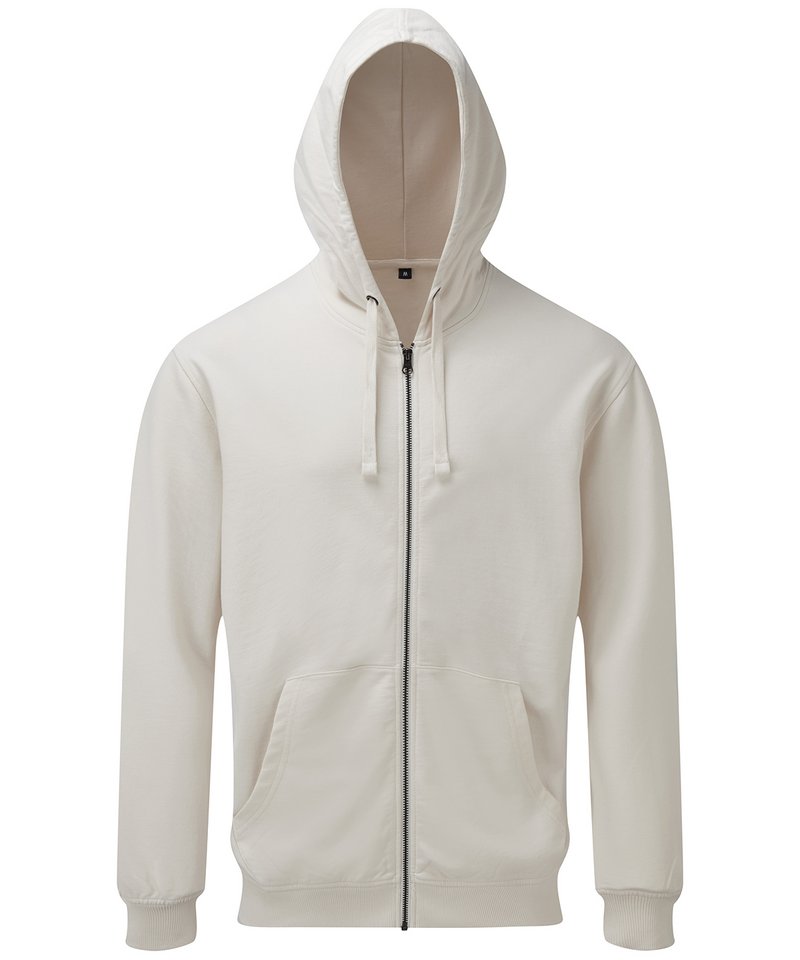 Men's Coastal Vintage Wash Loop Back Zip Through Hoodie in Vintage White by Asquith & Fox — Custom branded clothing by Print Press, featuring premium embroidery produced in our specialist print lab in the UK.