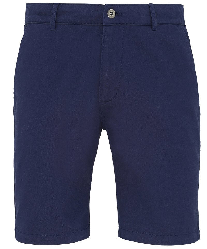Men's Chino Shorts in Navy by Asquith & Fox — Custom branded clothing by Print Press, featuring premium embroidery produced in our specialist print lab in the UK.