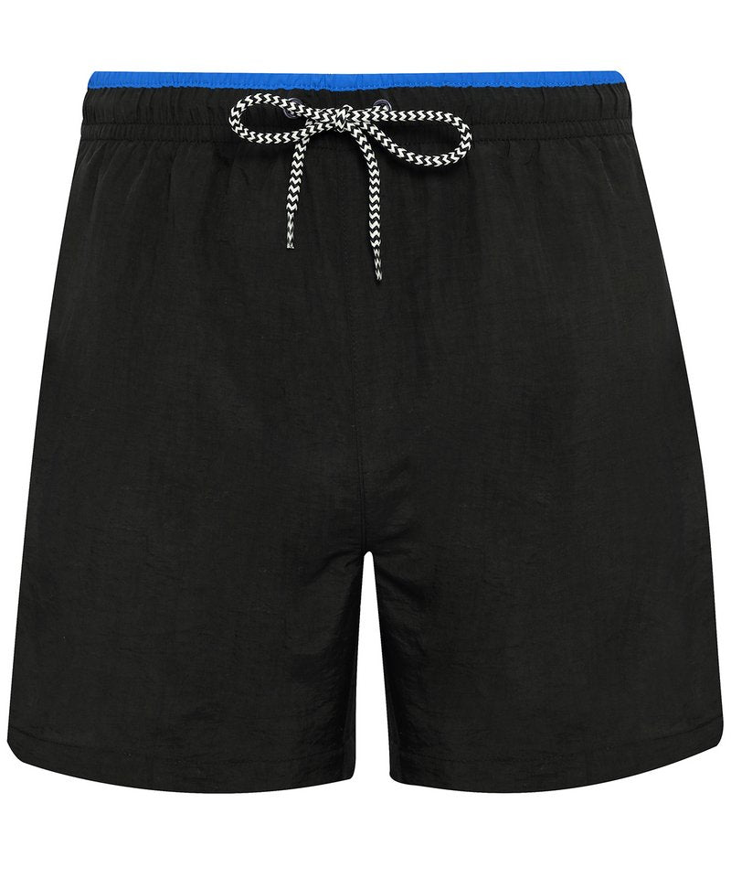Men's Swim Shorts in Black Royal by Asquith & Fox — Custom branded clothing by Print Press, featuring premium embroidery produced in our specialist print lab in the UK.