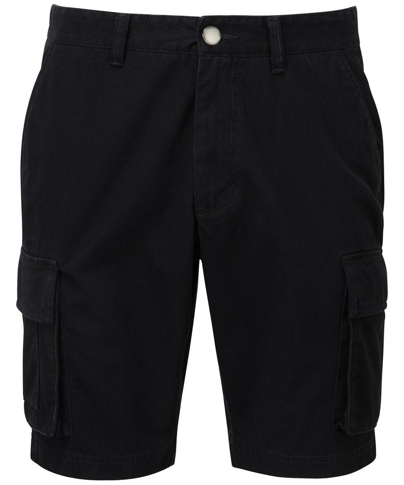 Men's Cargo Shorts in Black by Asquith & Fox — Custom branded clothing by Print Press, featuring premium embroidery produced in our specialist print lab in the UK.