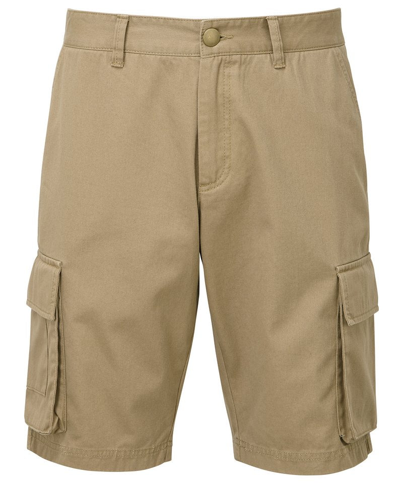 Men's Cargo Shorts in Khaki by Asquith & Fox — Custom branded clothing by Print Press, featuring premium embroidery produced in our specialist print lab in the UK.
