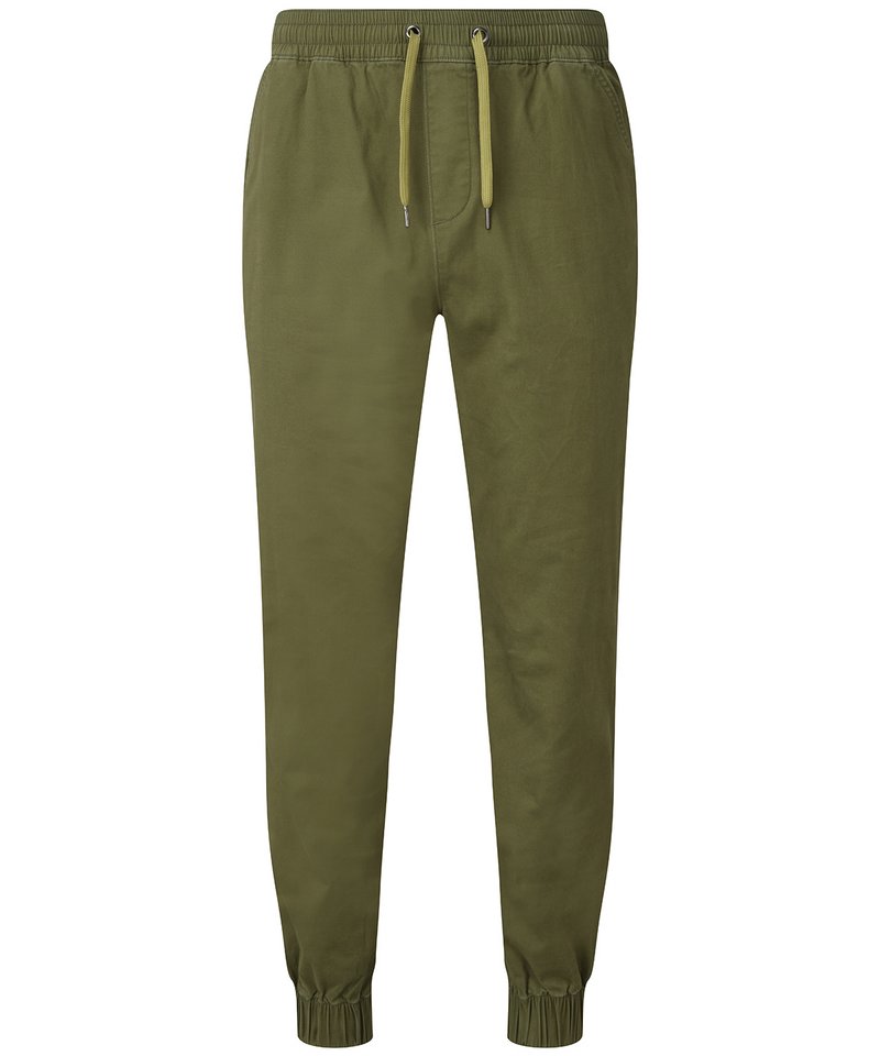 Men's Twill Jogger in Olive by Asquith & Fox — Custom branded clothing by Print Press, featuring premium embroidery produced in our specialist print lab in the UK.