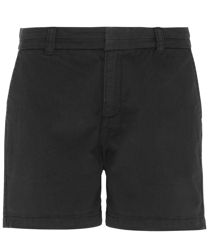 Women's Chino Shorts in Black by Asquith & Fox — Custom branded clothing by Print Press, featuring premium embroidery produced in our specialist print lab in the UK.