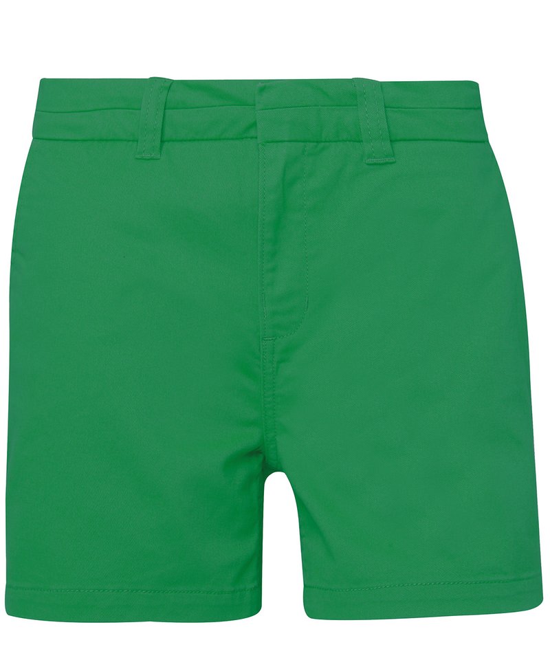 Women's Chino Shorts in XS Kelly Green by Asquith & Fox — Custom branded clothing by Print Press, featuring premium embroidery produced in our specialist print lab in the UK.
