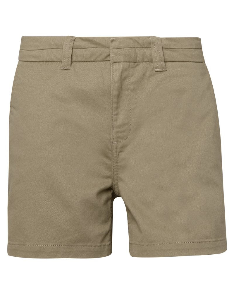 Women's Chino Shorts in Khaki by Asquith & Fox — Custom branded clothing by Print Press, featuring premium embroidery produced in our specialist print lab in the UK.