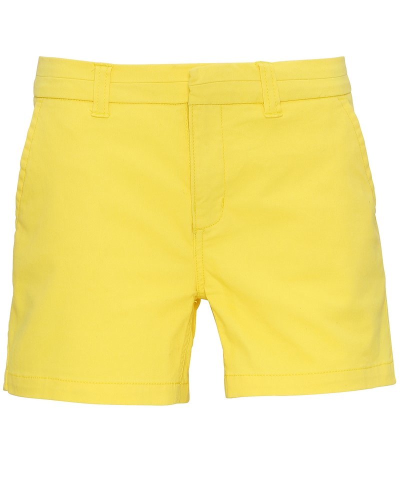 Women's Chino Shorts in Lemon Zest by Asquith & Fox — Custom branded clothing by Print Press, featuring premium embroidery produced in our specialist print lab in the UK.