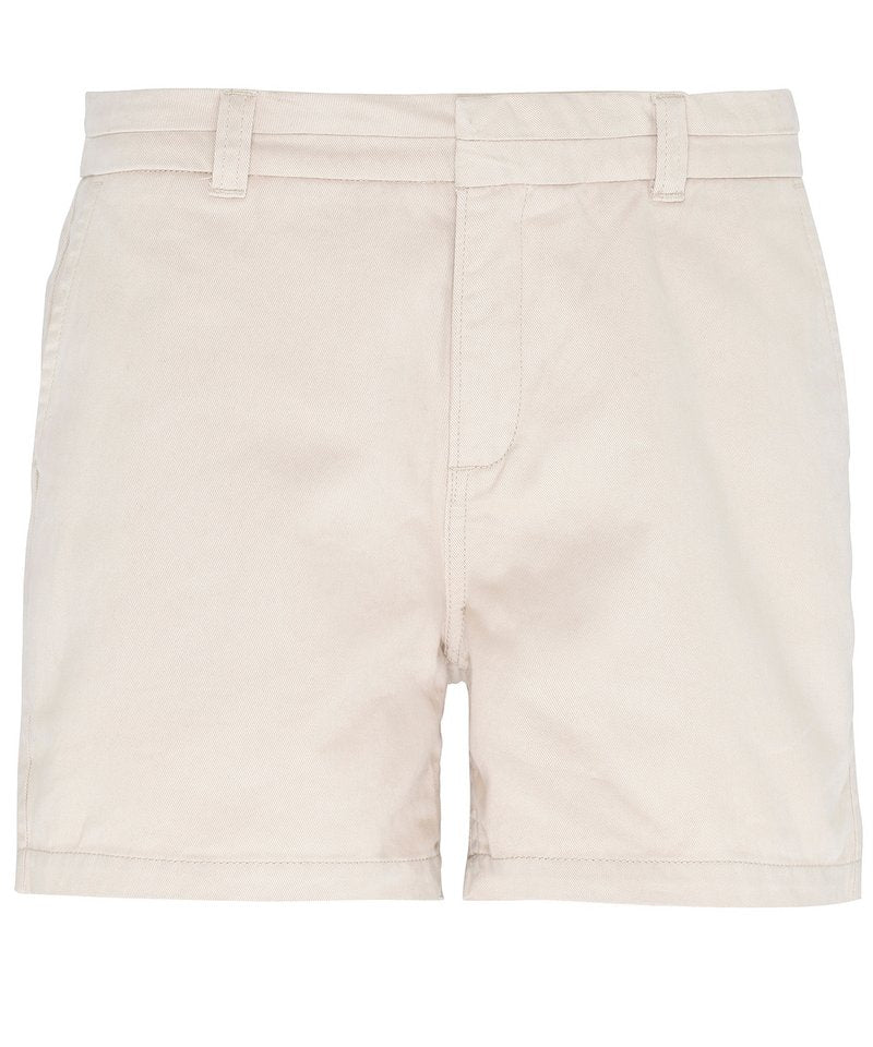 Women's Chino Shorts in Natural by Asquith & Fox — Custom branded clothing by Print Press, featuring premium embroidery produced in our specialist print lab in the UK.