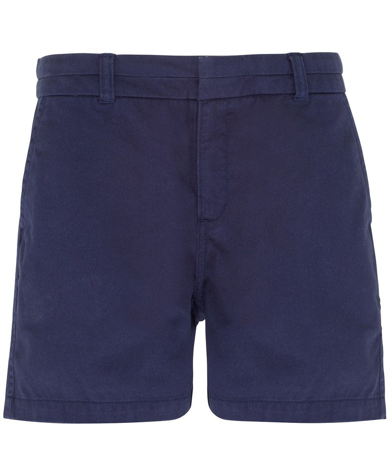 Women's Chino Shorts in Navy by Asquith & Fox — Custom branded clothing by Print Press, featuring premium embroidery produced in our specialist print lab in the UK.