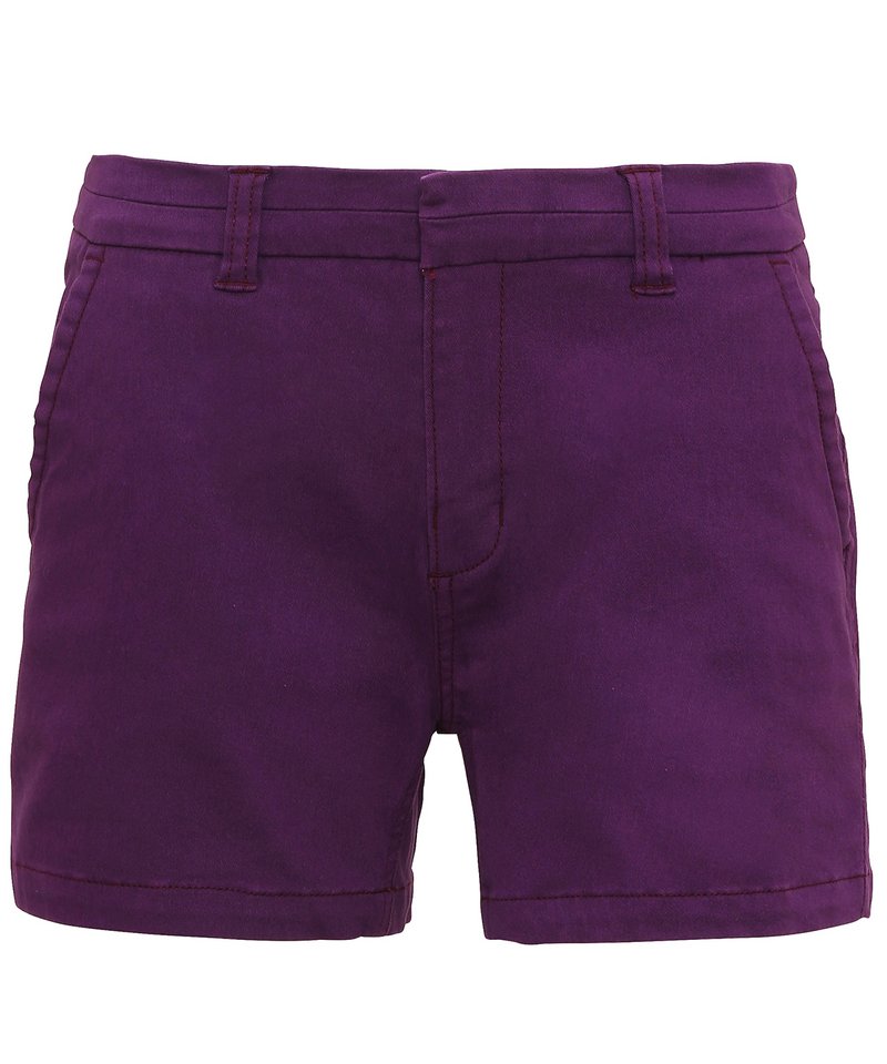 Women's Chino Shorts in Purple by Asquith & Fox — Custom branded clothing by Print Press, featuring premium embroidery produced in our specialist print lab in the UK.