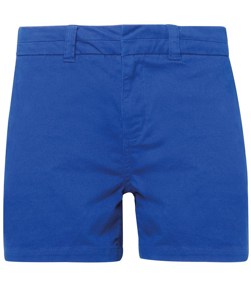 Women's Chino Shorts in Royal by Asquith & Fox — Custom branded clothing by Print Press, featuring premium embroidery produced in our specialist print lab in the UK.