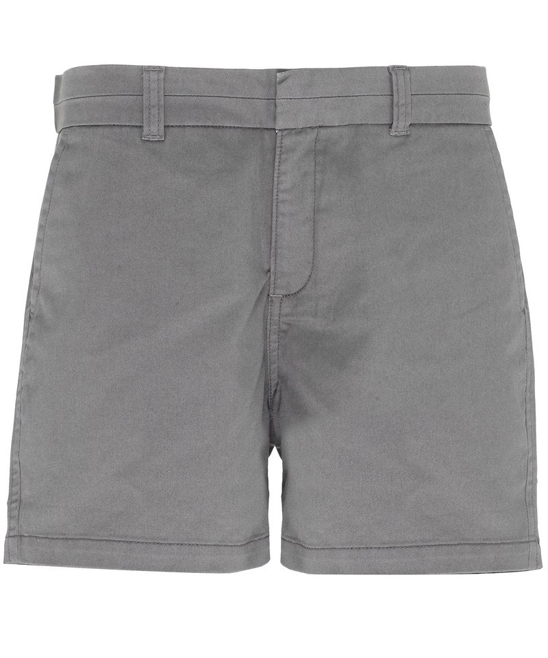 Women's Chino Shorts in Slate by Asquith & Fox — Custom branded clothing by Print Press, featuring premium embroidery produced in our specialist print lab in the UK.