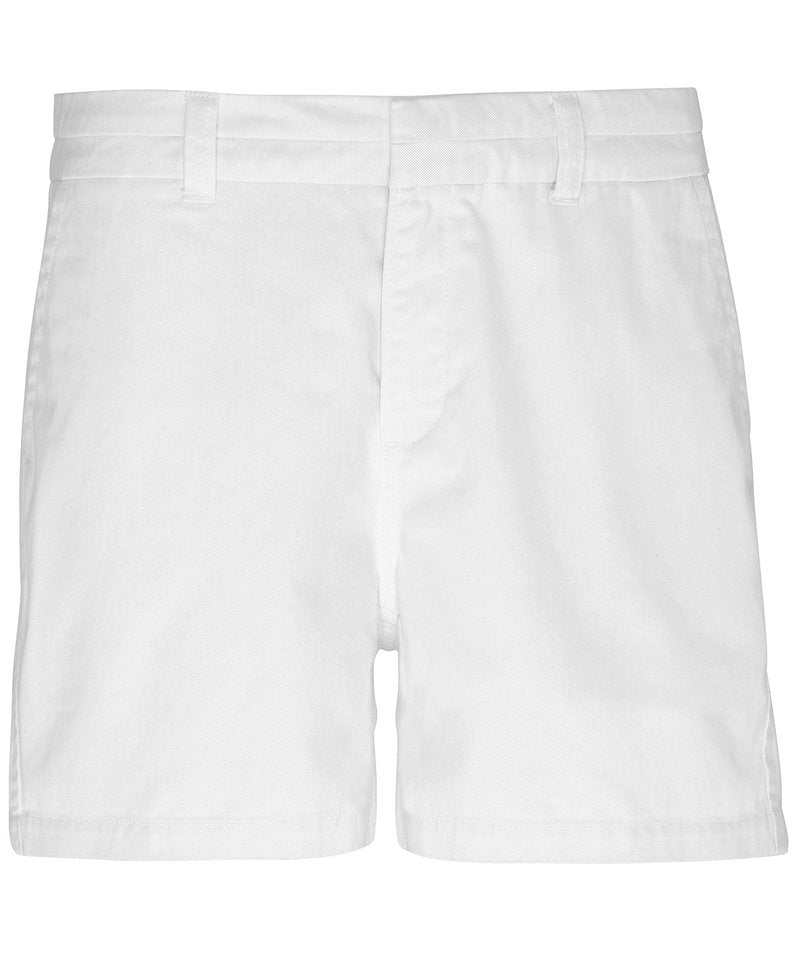Women's Chino Shorts in White by Asquith & Fox — Custom branded clothing by Print Press, featuring premium embroidery produced in our specialist print lab in the UK.