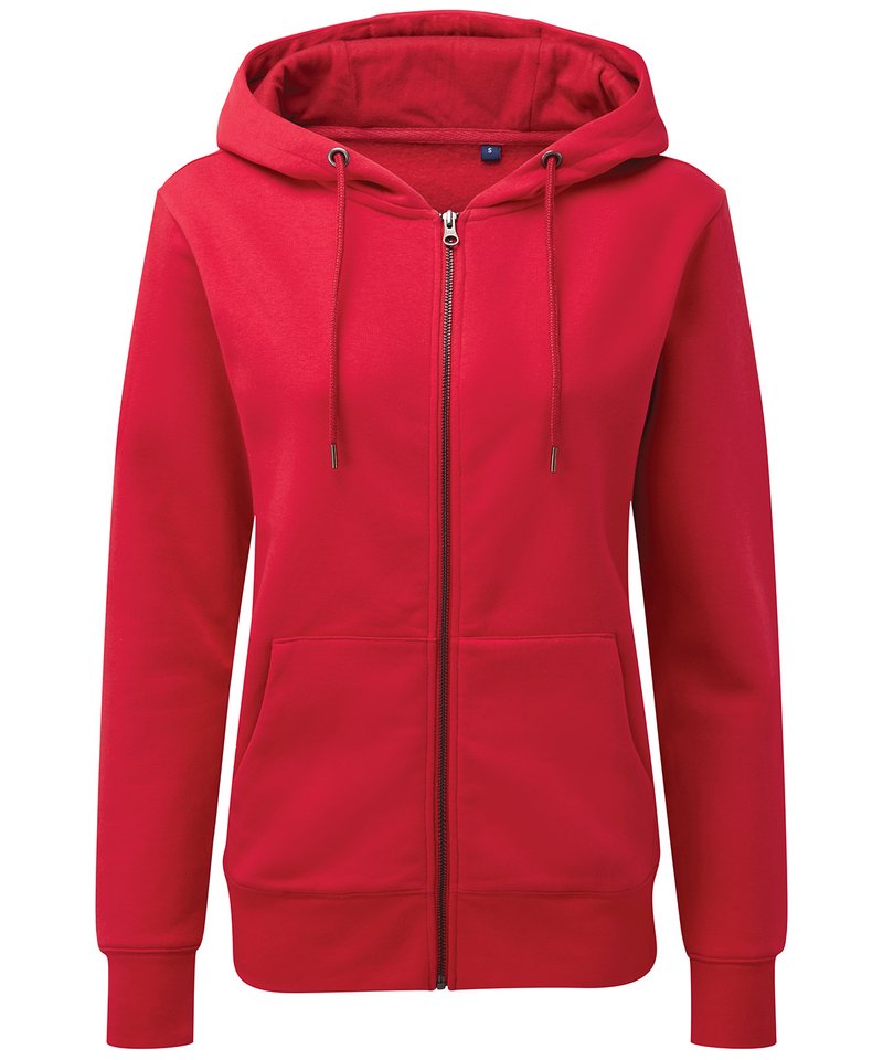 Women's Zip-Through Organic Hoodie in Cherry Red by Asquith & Fox — Custom branded clothing by Print Press, featuring premium embroidery produced in our specialist print lab in the UK.