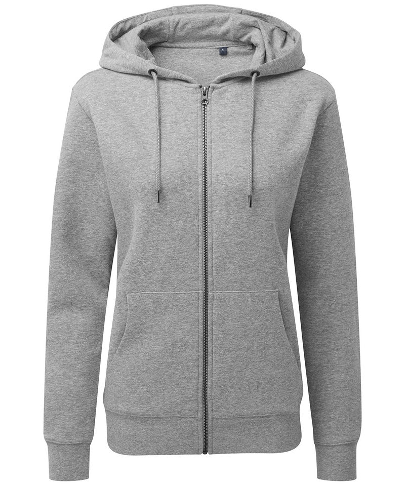 Women's Zip-Through Organic Hoodie in Heather Grey by Asquith & Fox — Custom branded clothing by Print Press, featuring premium embroidery produced in our specialist print lab in the UK.