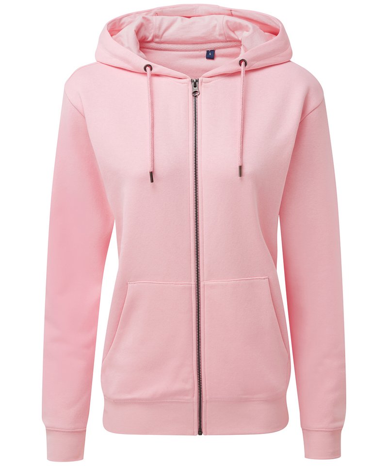 Women's Zip-Through Organic Hoodie in Soft Pink by Asquith & Fox — Custom branded clothing by Print Press, featuring premium embroidery produced in our specialist print lab in the UK.