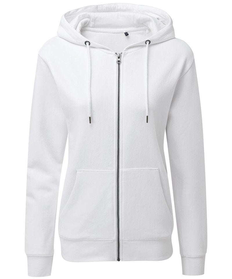 Women's Zip-Through Organic Hoodie in White by Asquith & Fox — Custom branded clothing by Print Press, featuring premium embroidery produced in our specialist print lab in the UK.