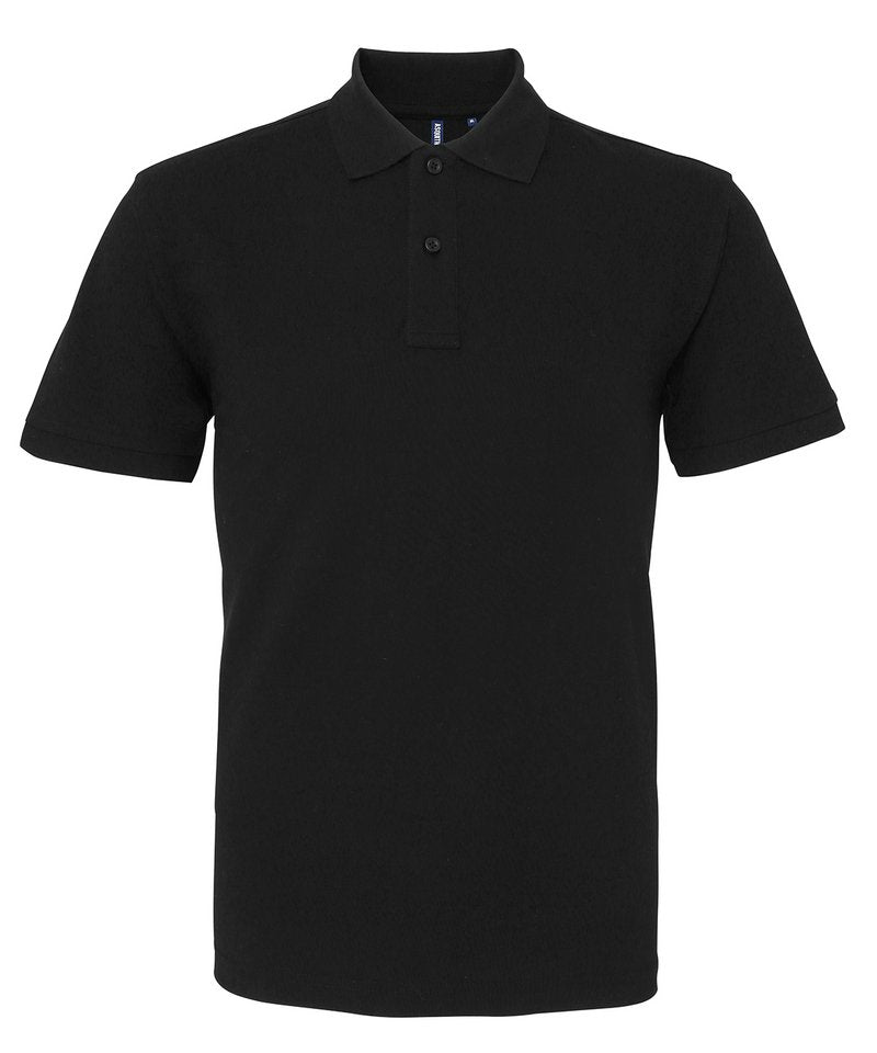 Men's Organic Polo in Black by Asquith & Fox — Custom branded clothing by Print Press, featuring premium embroidery produced in our specialist print lab in the UK.