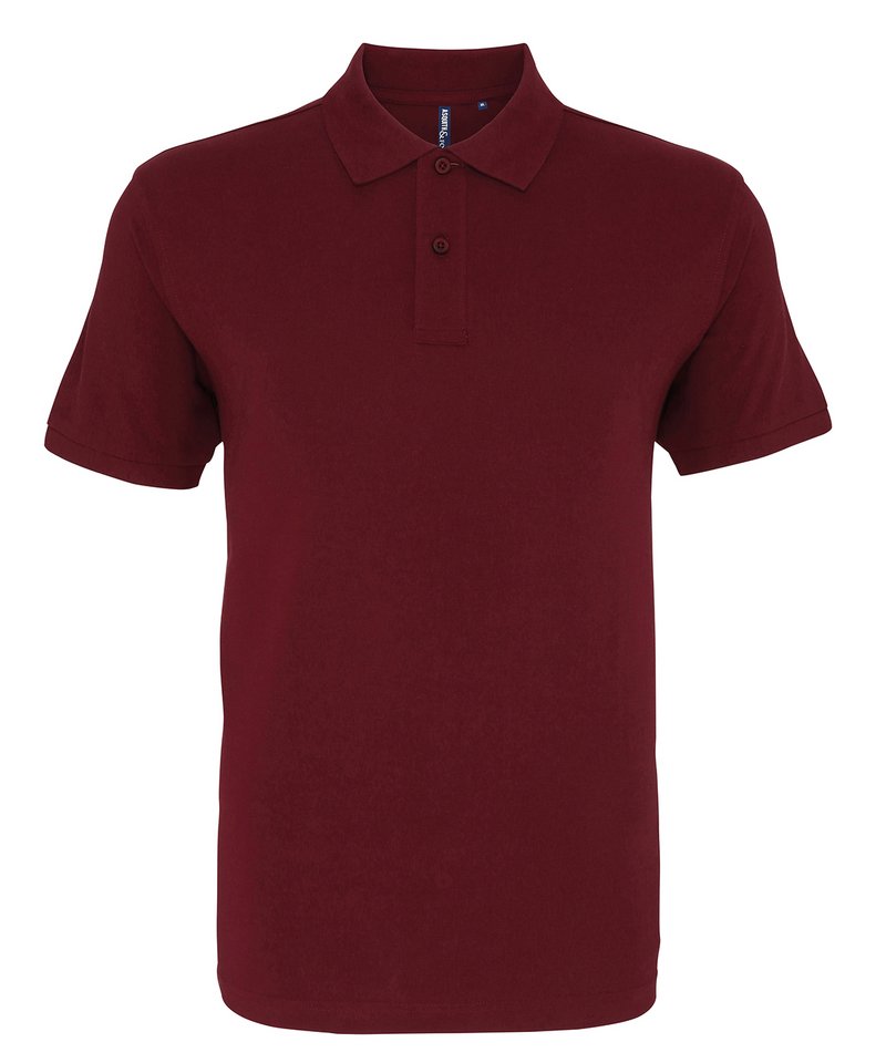 Men's Organic Polo in Burgundy by Asquith & Fox — Custom branded clothing by Print Press, featuring premium embroidery produced in our specialist print lab in the UK.