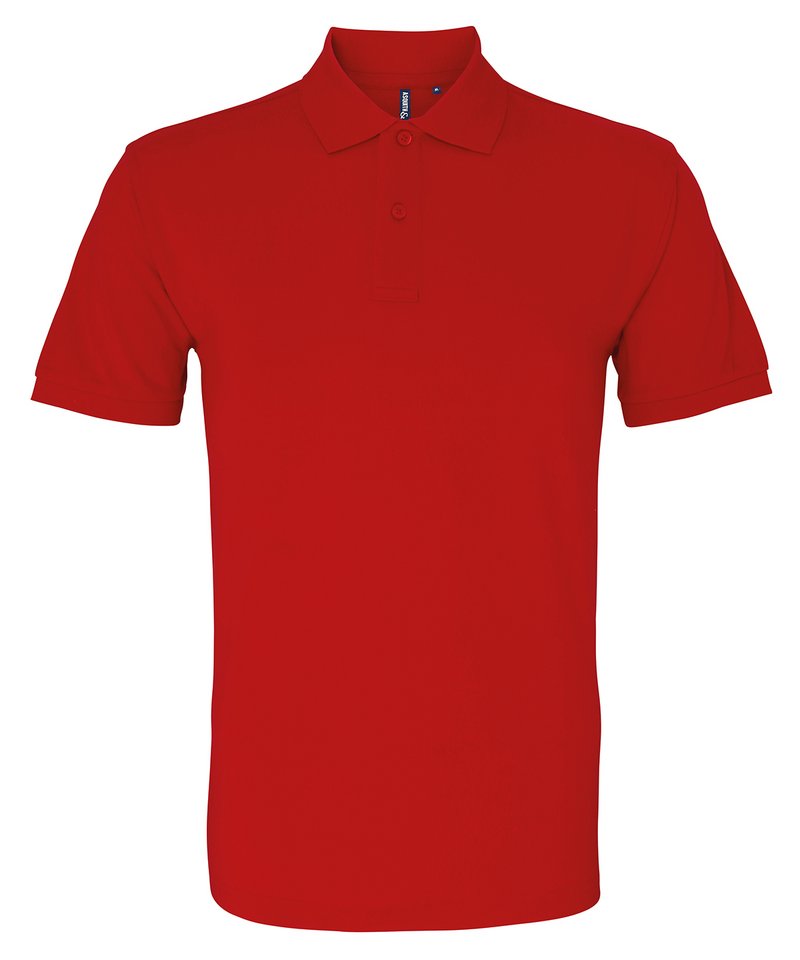 Men's Organic Polo in Cherry Red by Asquith & Fox — Custom branded clothing by Print Press, featuring premium embroidery produced in our specialist print lab in the UK.
