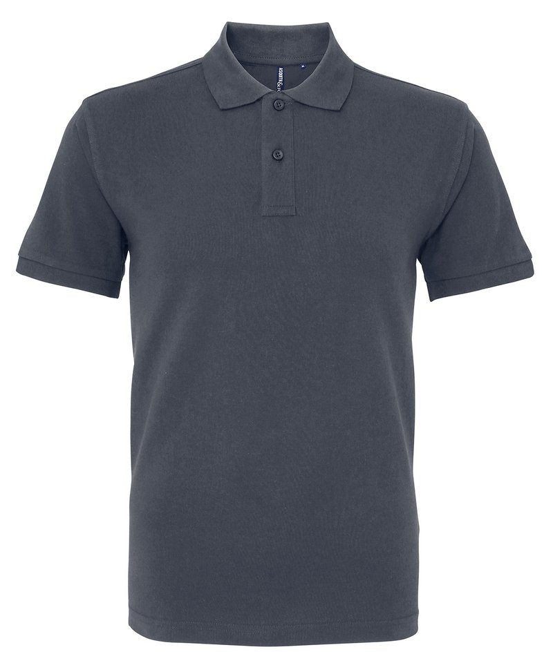 Men's Organic Polo in Graphite by Asquith & Fox — Custom branded clothing by Print Press, featuring premium embroidery produced in our specialist print lab in the UK.