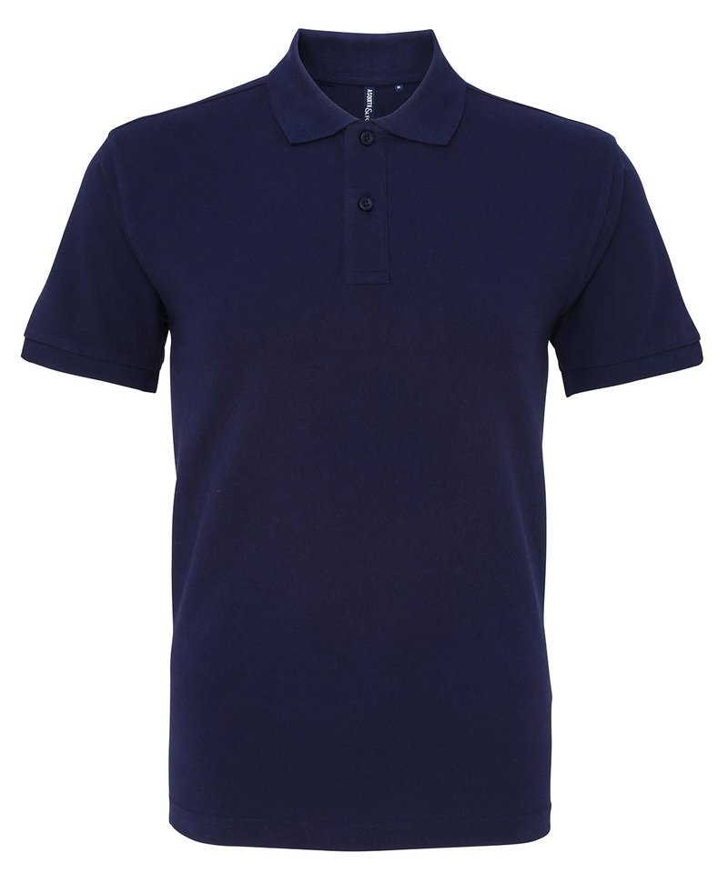 Men's Organic Polo in Navy by Asquith & Fox — Custom branded clothing by Print Press, featuring premium embroidery produced in our specialist print lab in the UK.