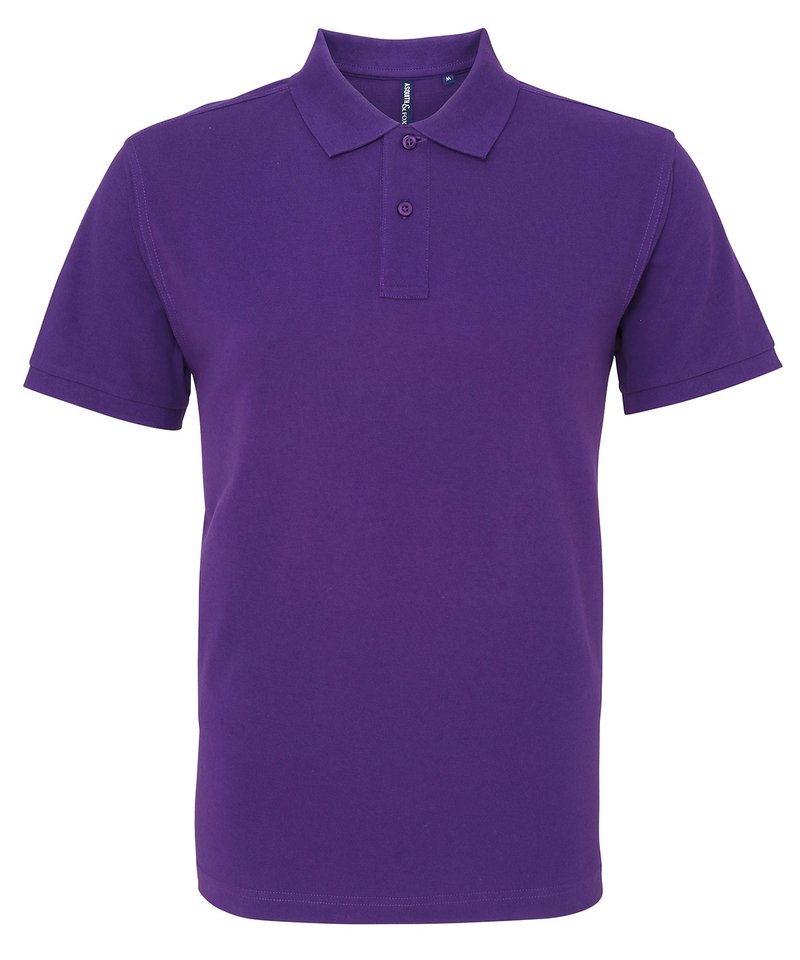 Men's Organic Polo in Purple by Asquith & Fox — Custom branded clothing by Print Press, featuring premium embroidery produced in our specialist print lab in the UK.