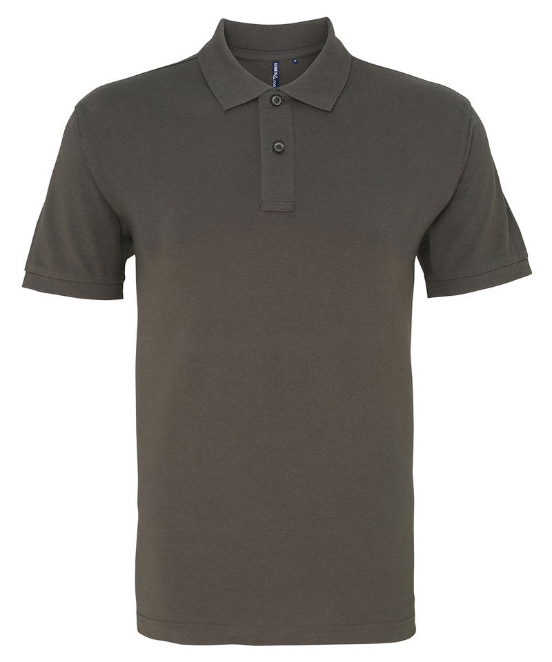 Men's Organic Polo in Slate by Asquith & Fox — Custom branded clothing by Print Press, featuring premium embroidery produced in our specialist print lab in the UK.