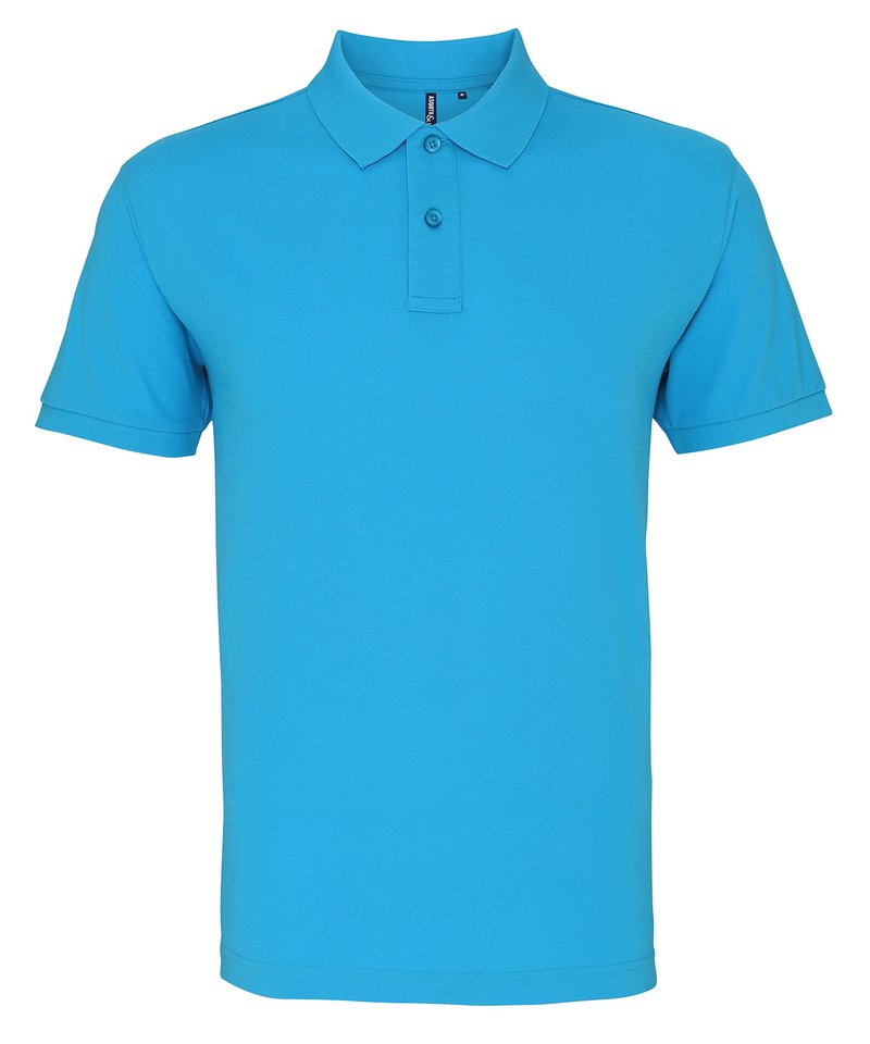 Men's Organic Polo in Turquoise by Asquith & Fox — Custom branded clothing by Print Press, featuring premium embroidery produced in our specialist print lab in the UK.