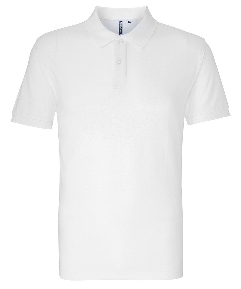 Men's Organic Polo in White by Asquith & Fox — Custom branded clothing by Print Press, featuring premium embroidery produced in our specialist print lab in the UK.