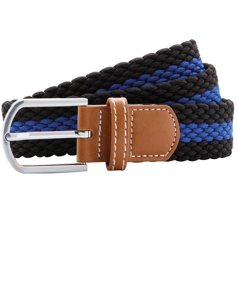Two-Colour Stripe Braid Stretch Belt in One size Black Royal by Asquith & Fox — Custom branded clothing by Print Press, featuring premium embroidery produced in our specialist print lab in the UK.