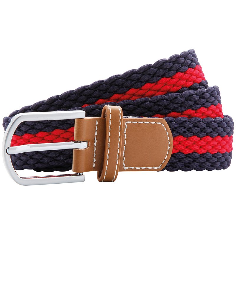 Two-Colour Stripe Braid Stretch Belt in One size Navy Red by Asquith & Fox — Custom branded clothing by Print Press, featuring premium embroidery produced in our specialist print lab in the UK.
