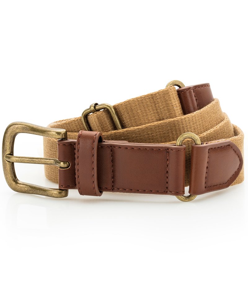 Faux Leather And Canvas Belt in One size Camel by Asquith & Fox — Custom branded clothing by Print Press, featuring premium embroidery produced in our specialist print lab in the UK.