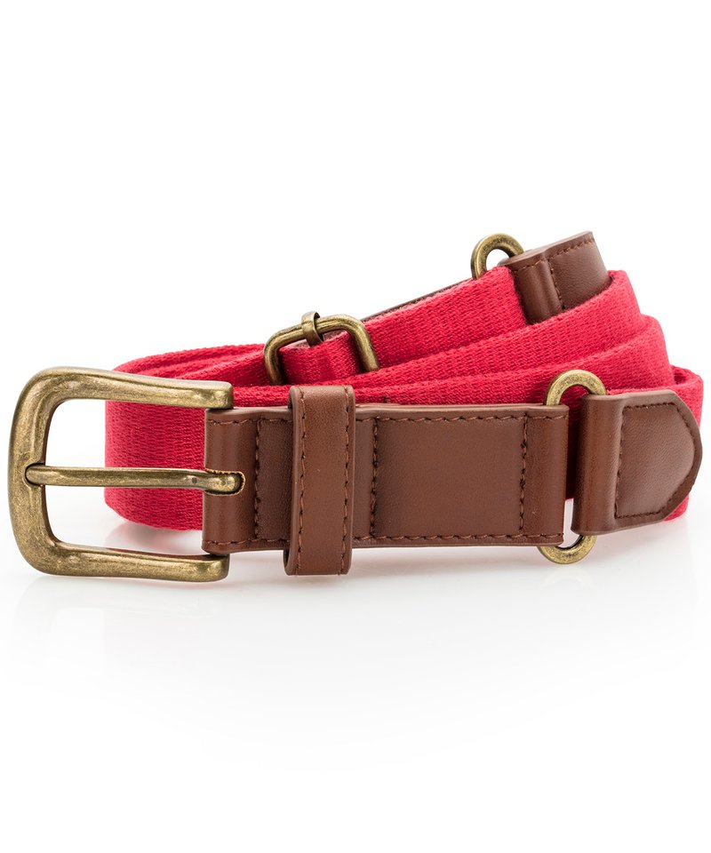 Faux Leather And Canvas Belt in One size Cherry Red by Asquith & Fox — Custom branded clothing by Print Press, featuring premium embroidery produced in our specialist print lab in the UK.