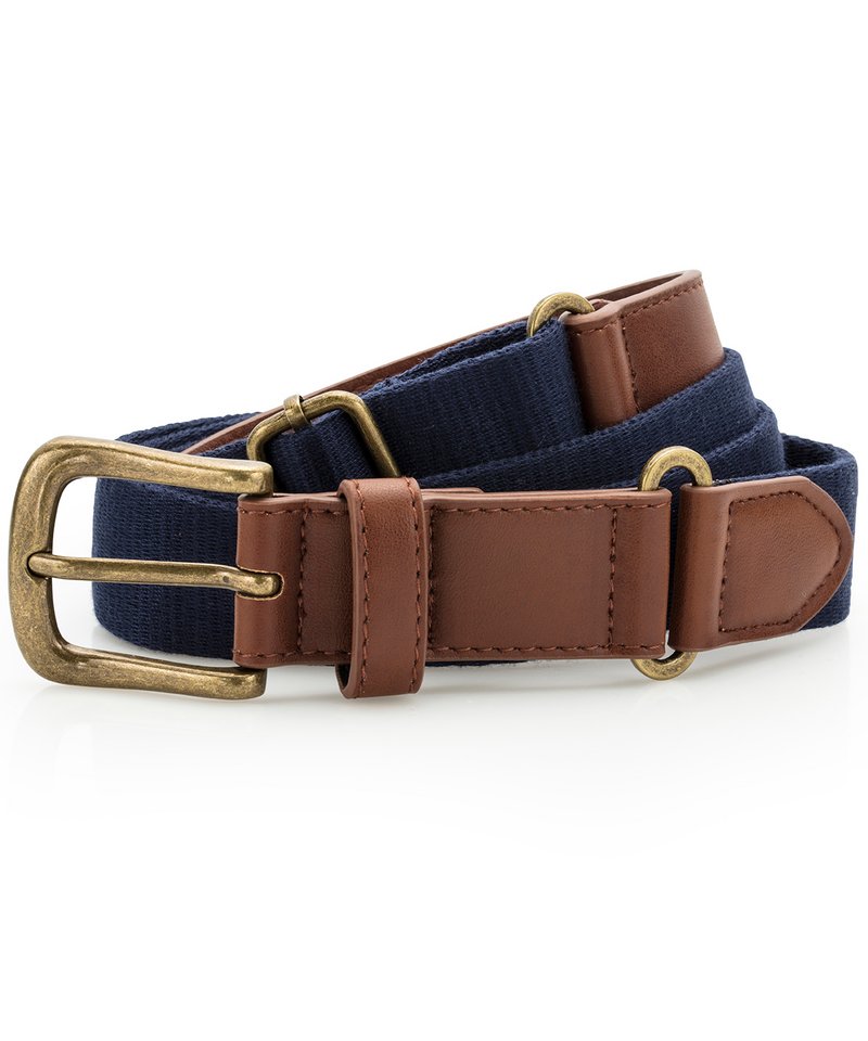 Faux Leather And Canvas Belt in One size Navy by Asquith & Fox — Custom branded clothing by Print Press, featuring premium embroidery produced in our specialist print lab in the UK.
