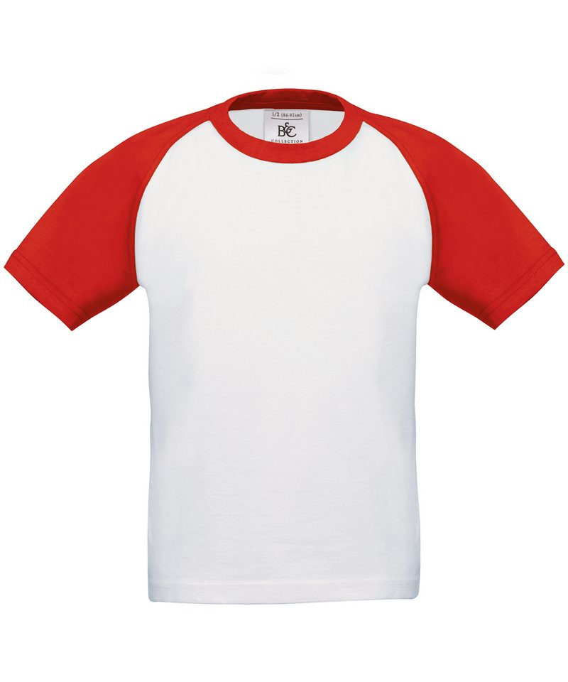B&C Baseball Kids in White Red by B & C Collection — Custom branded clothing by Print Press, featuring premium embroidery produced in our specialist print lab in the UK.